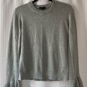 J.Crew Flare Ruffle Long Sleeve Cotton Gray Sweater Size XS